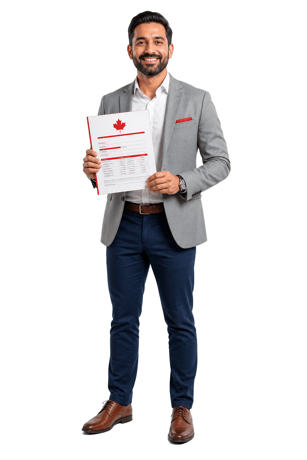 Skilled professional holding a Canadian migration document